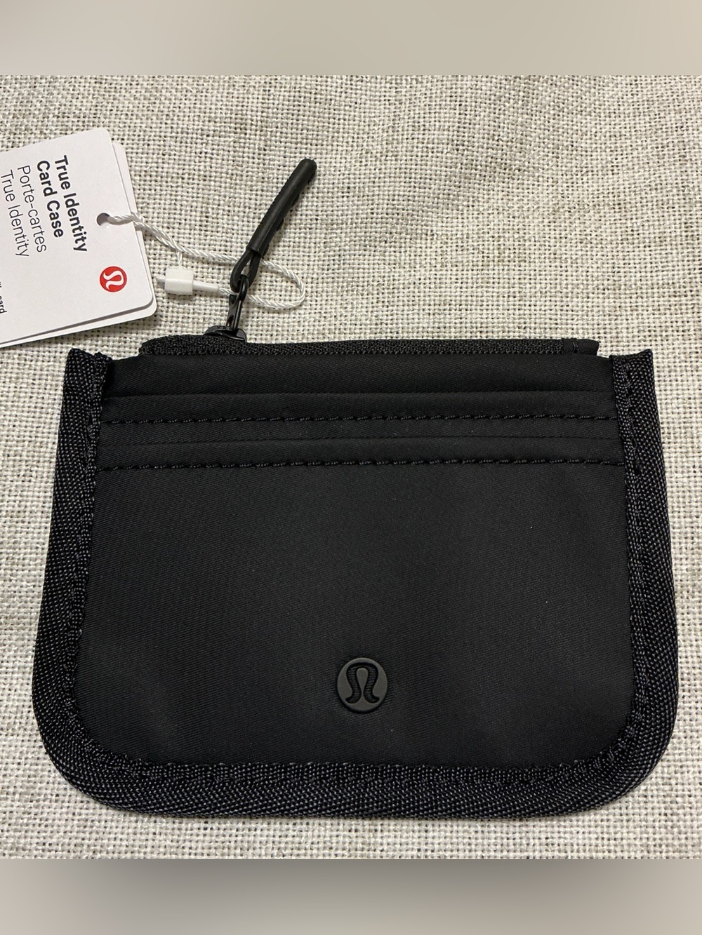 Lululemon True Identity Card Case Black Zip Water Repellent Wallet NWT